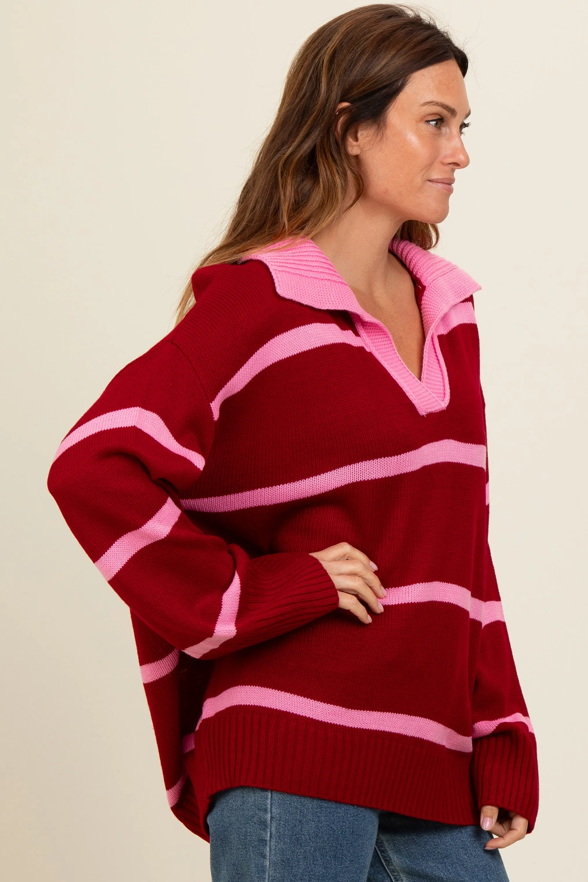 Red Striped Collared Sweater sold by Pinkblush product image thumbnail 3