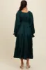 Forest Green Satin V-Neck Tiered Maxi Dress sold by Pinkblush