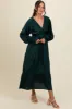 Forest Green Satin V-Neck Tiered Maxi Dress sold by Pinkblush
