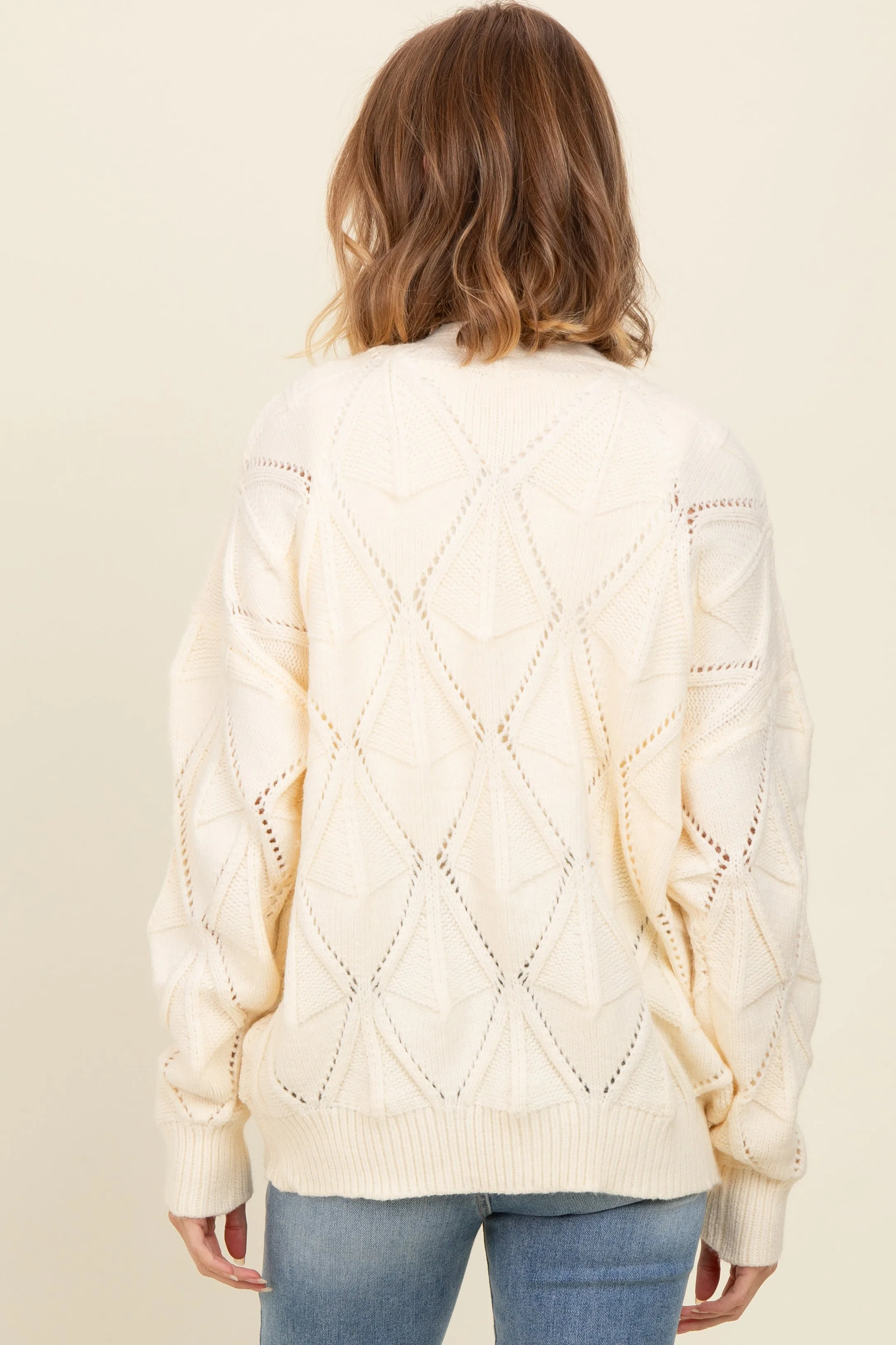 Ivory Textured Button Up Sweater Cardigan sold by Pinkblush product image thumbnail 3