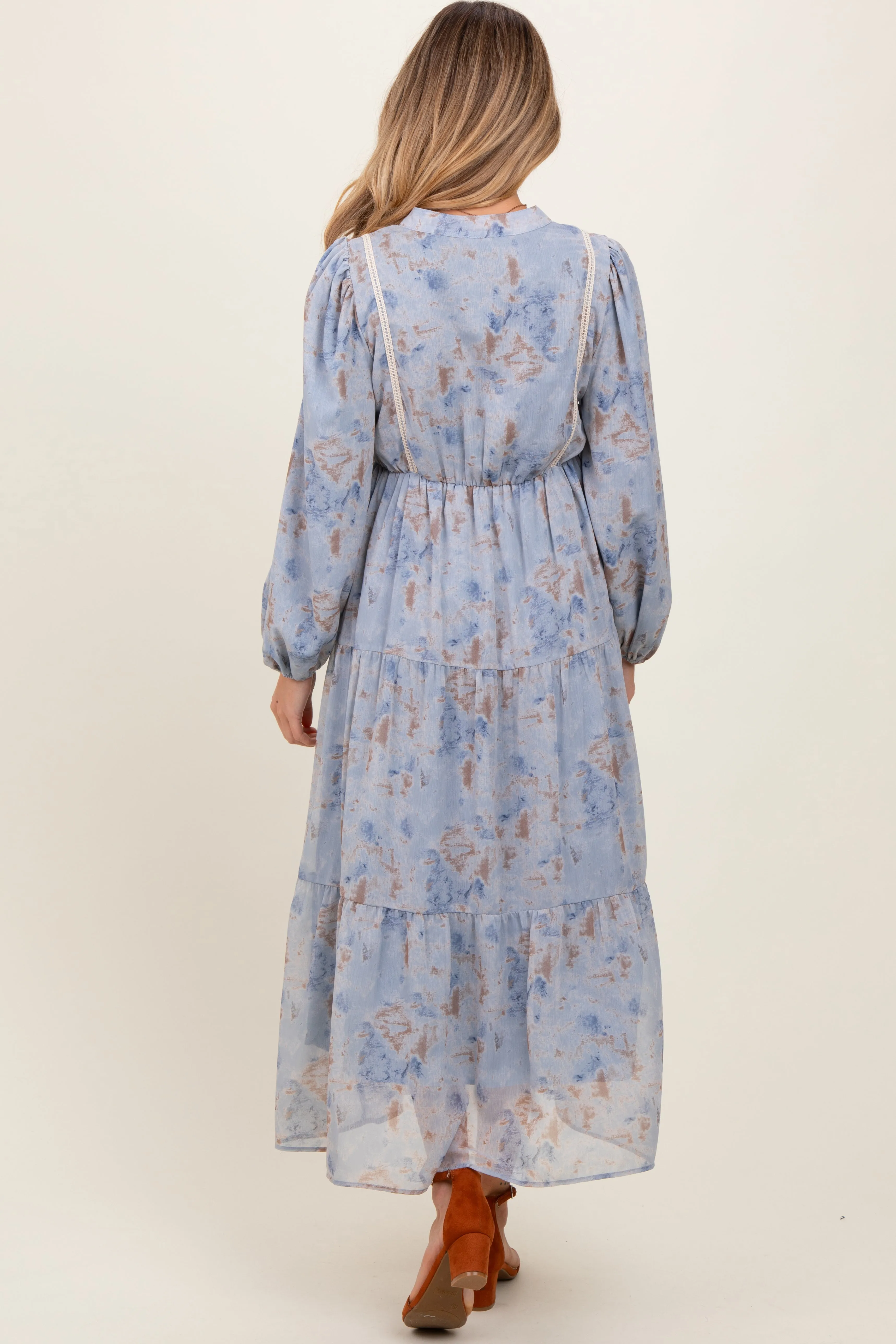 Light Blue Floral Lace Trim Maternity Maxi Dress sold by Pinkblush product image thumbnail 4