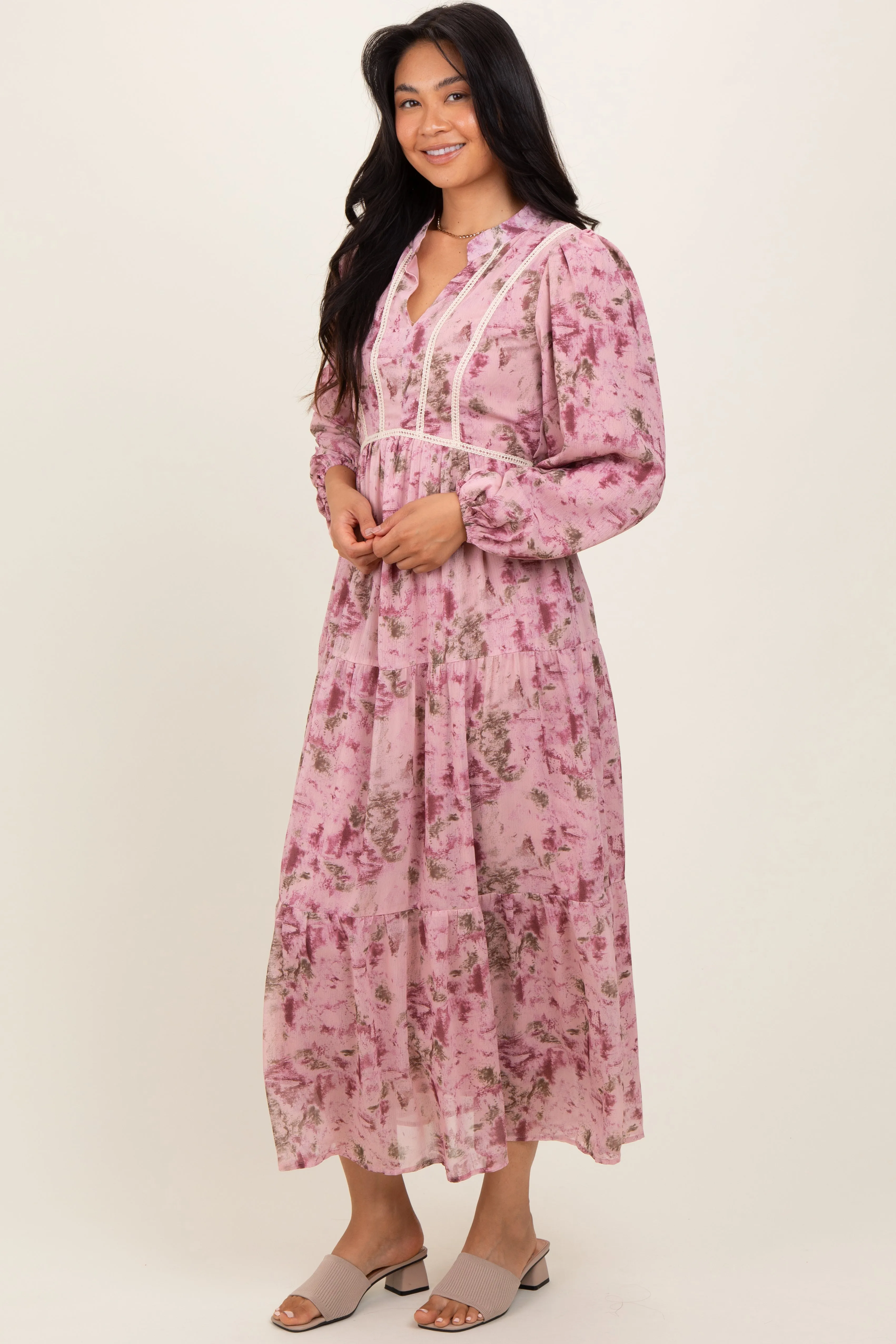 Pink Floral Lace Trim Maxi Dress sold by Pinkblush product image thumbnail 2