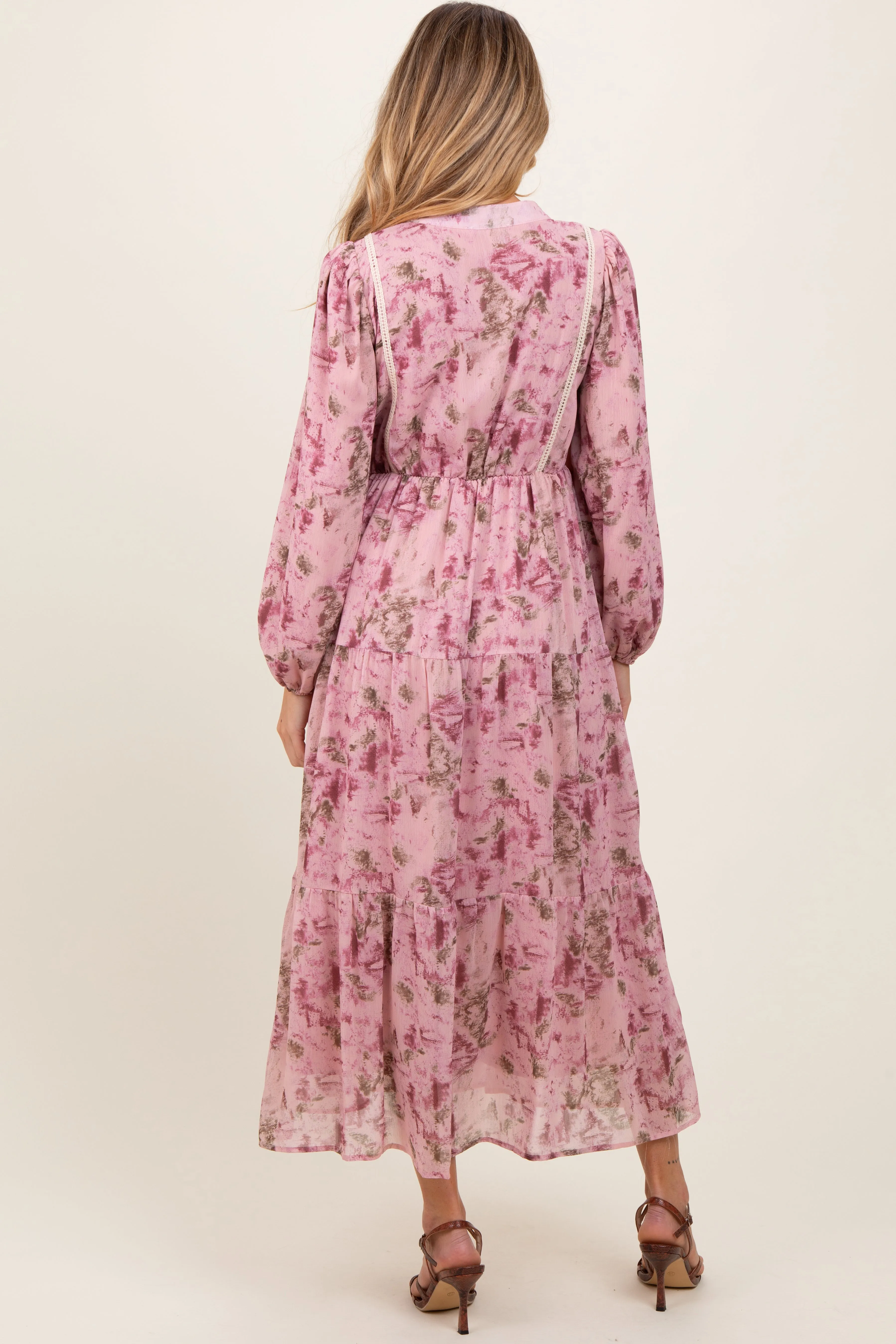 Pink Floral Lace Trim Maternity Maxi Dress sold by Pinkblush product image thumbnail 4