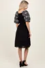 Black Embroidered Puff Short Sleeve Square Neck Dress sold by Pinkblush