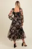 Navy Floral Square Neck Smocked Midi Dress sold by Pinkblush