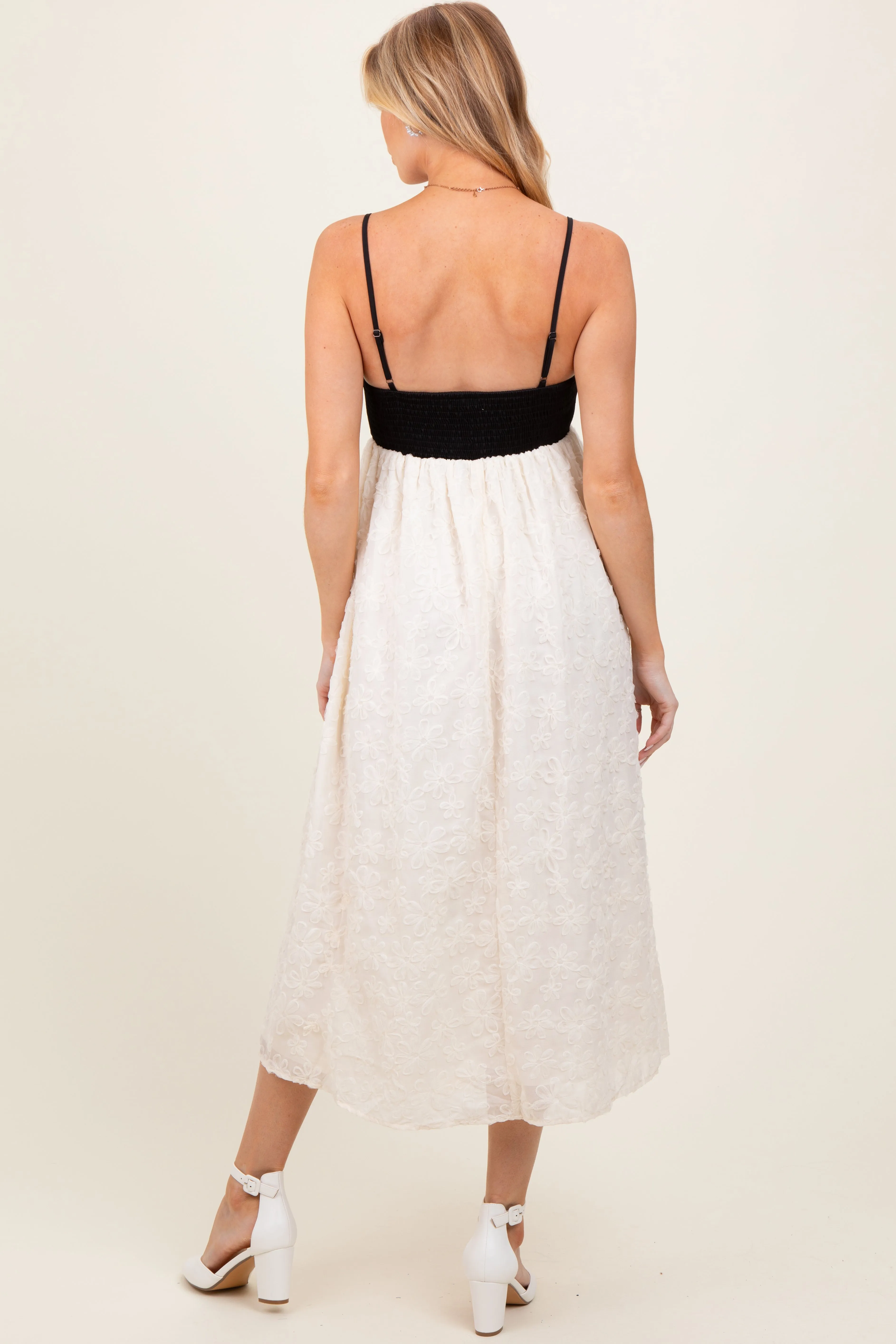 Cream Colorblock Lace Maternity Maxi Dress sold by Pinkblush product image thumbnail 3