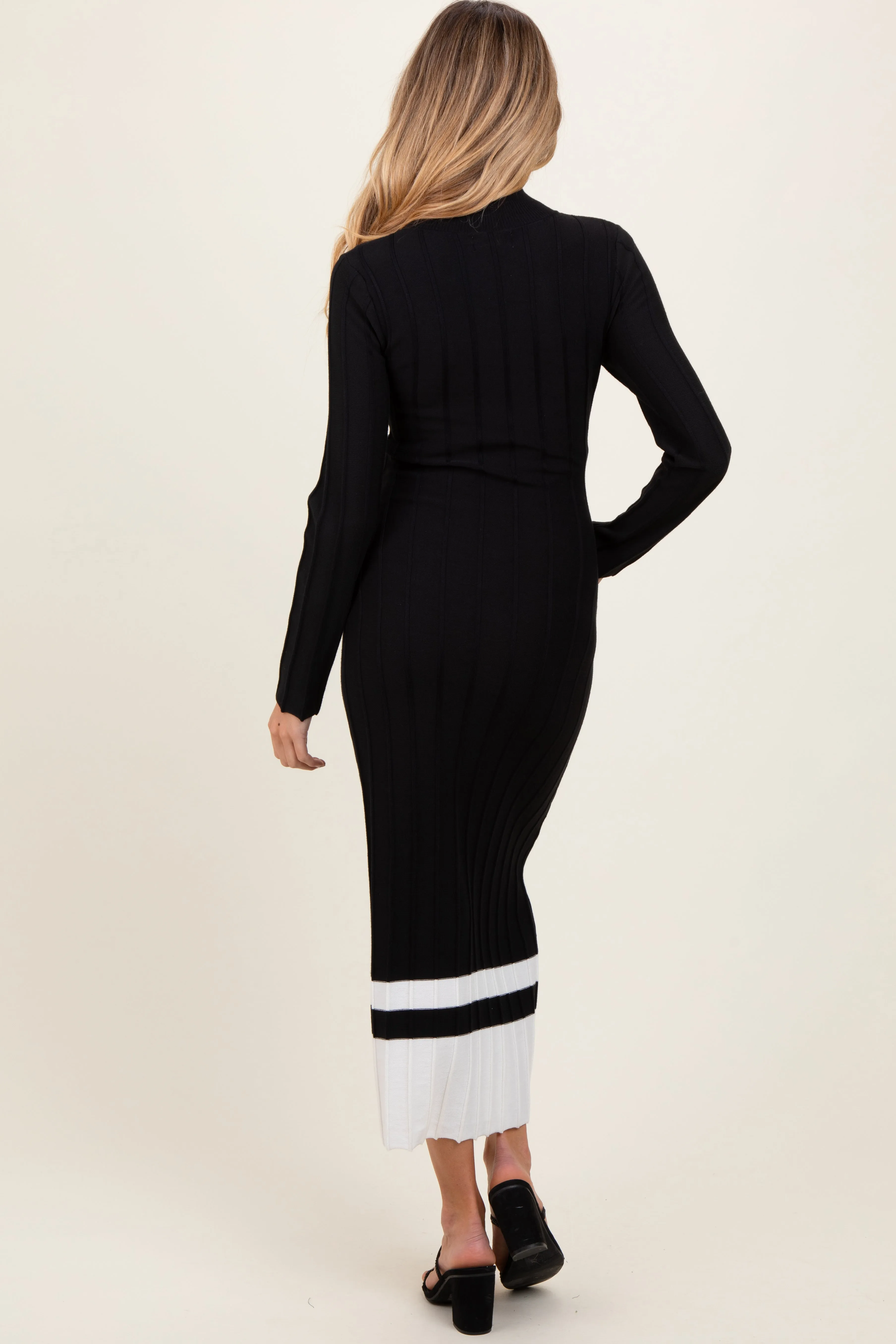 Black Colorblock Hem Mock Neck Maternity Sweater Dress sold by Pinkblush product image thumbnail 4