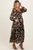 Black Floral V-Neck Long Sleeve Maternity Midi Dress sold by Pinkblush