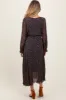Navy Blue Floral Front Tie Pleated Maternity Midi Dress sold by Pinkblush