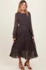 Navy Blue Floral Front Tie Pleated Maternity Midi Dress sold by Pinkblush