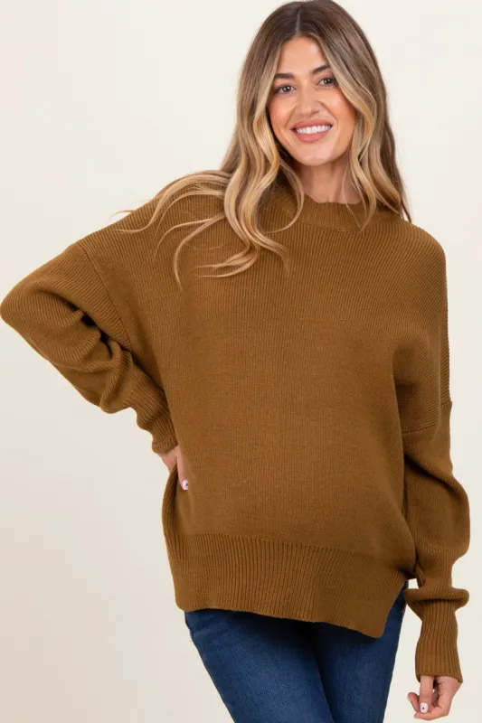 Olive Mock Neck Basic Maternity Sweater sold by Pinkblush