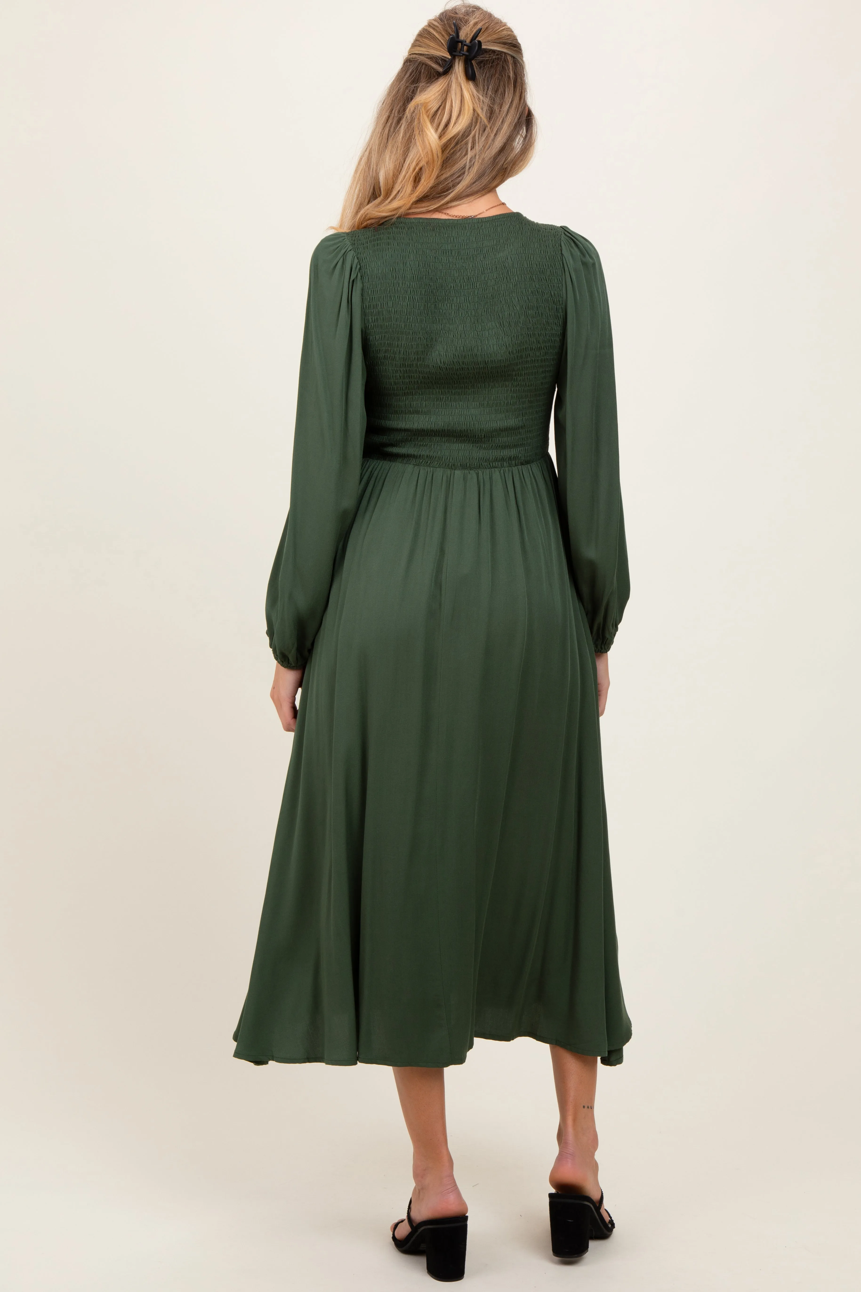 Forest Green Contrast Knit Bodice Maternity Maxi Dress sold by Pinkblush product image thumbnail 4