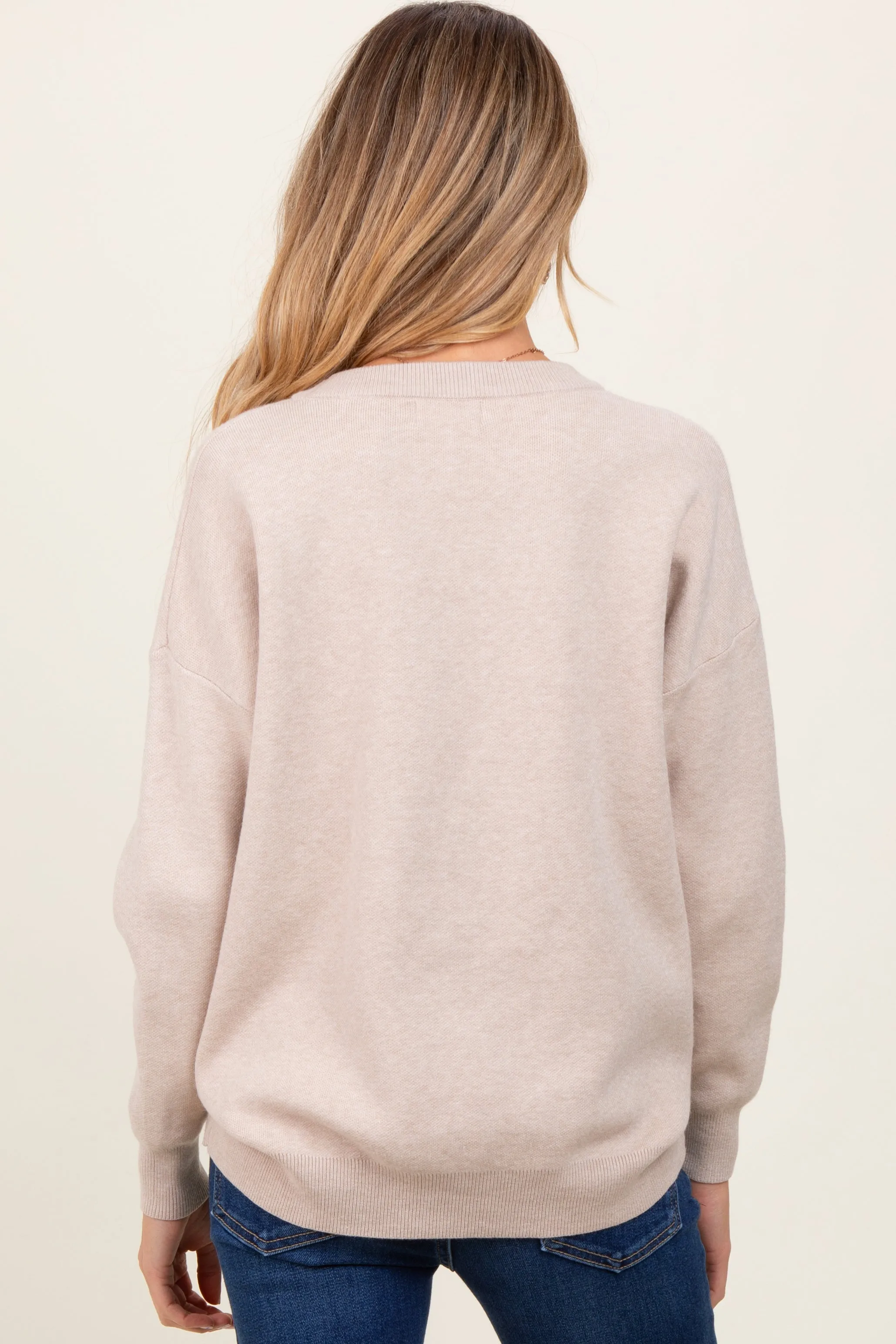 Cream Basic Relaxed Pullover Maternity Sweater sold by Pinkblush product image thumbnail 4