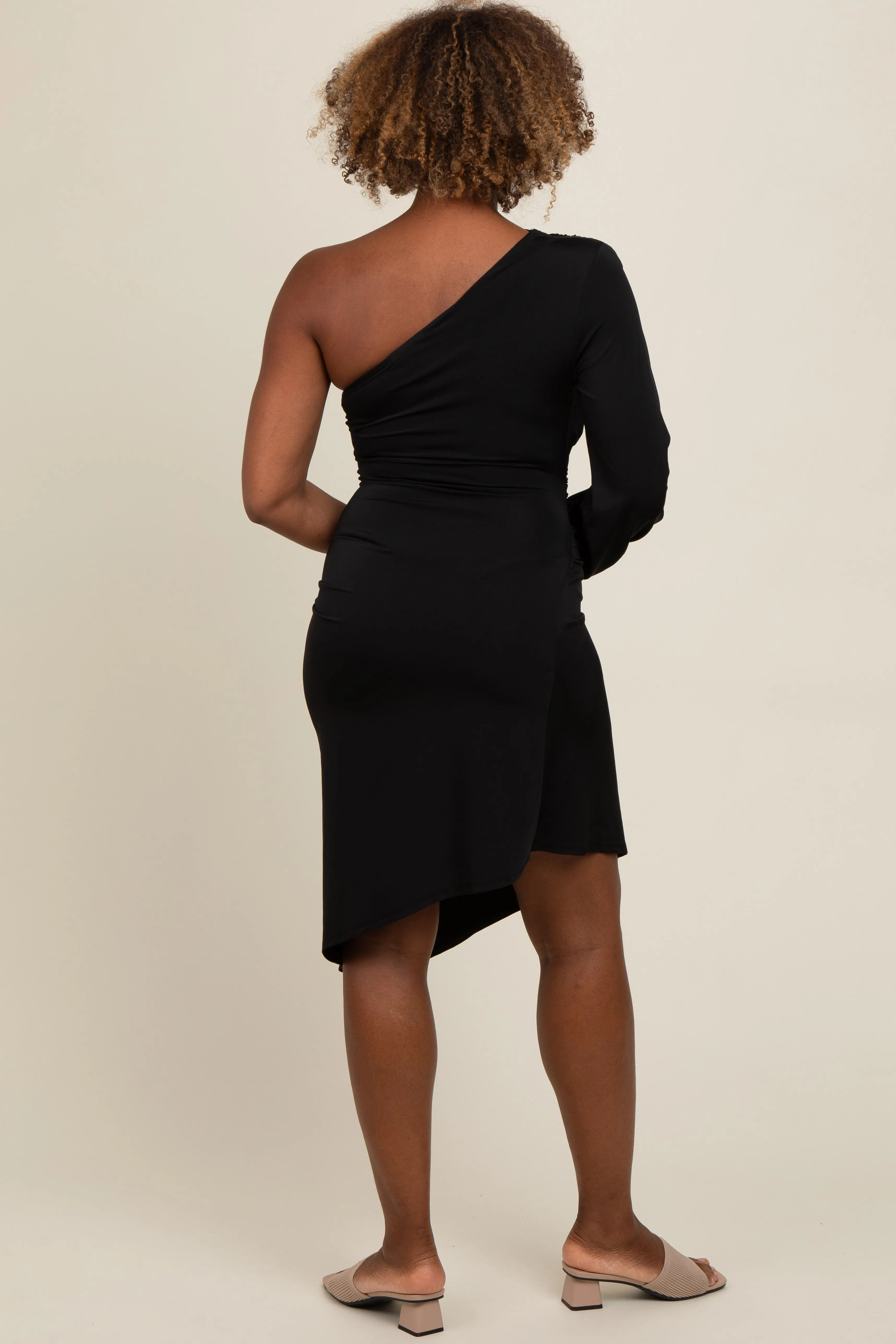 Black One Shoulder Asymmetric Dress sold by Pinkblush product image thumbnail 2