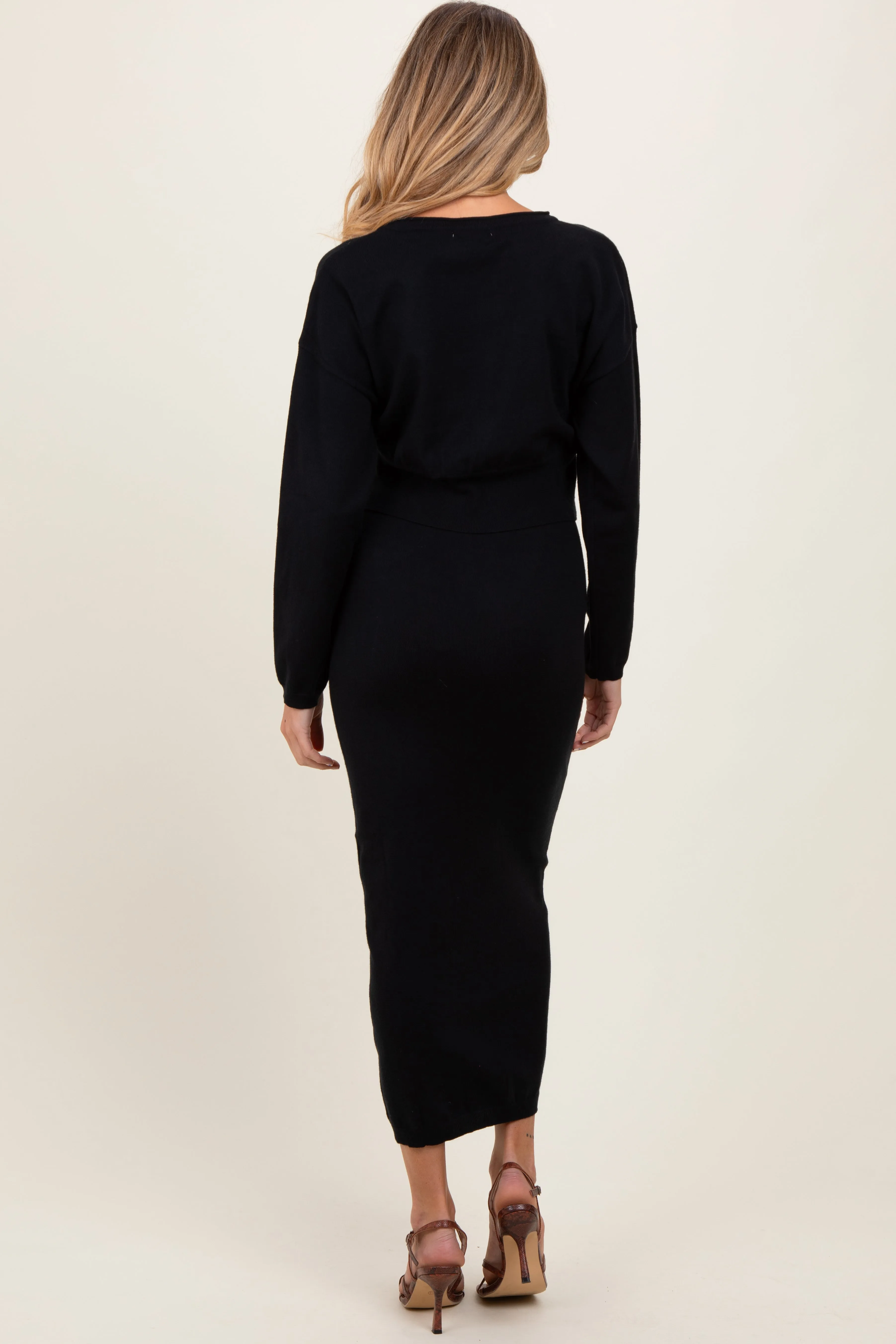 Black Knit Midi Skirt Sweater Maternity Set sold by Pinkblush product image thumbnail 3