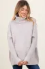 Light Grey Contrast Ribbed Knit Turtleneck Maternity Sweater sold by Pinkblush