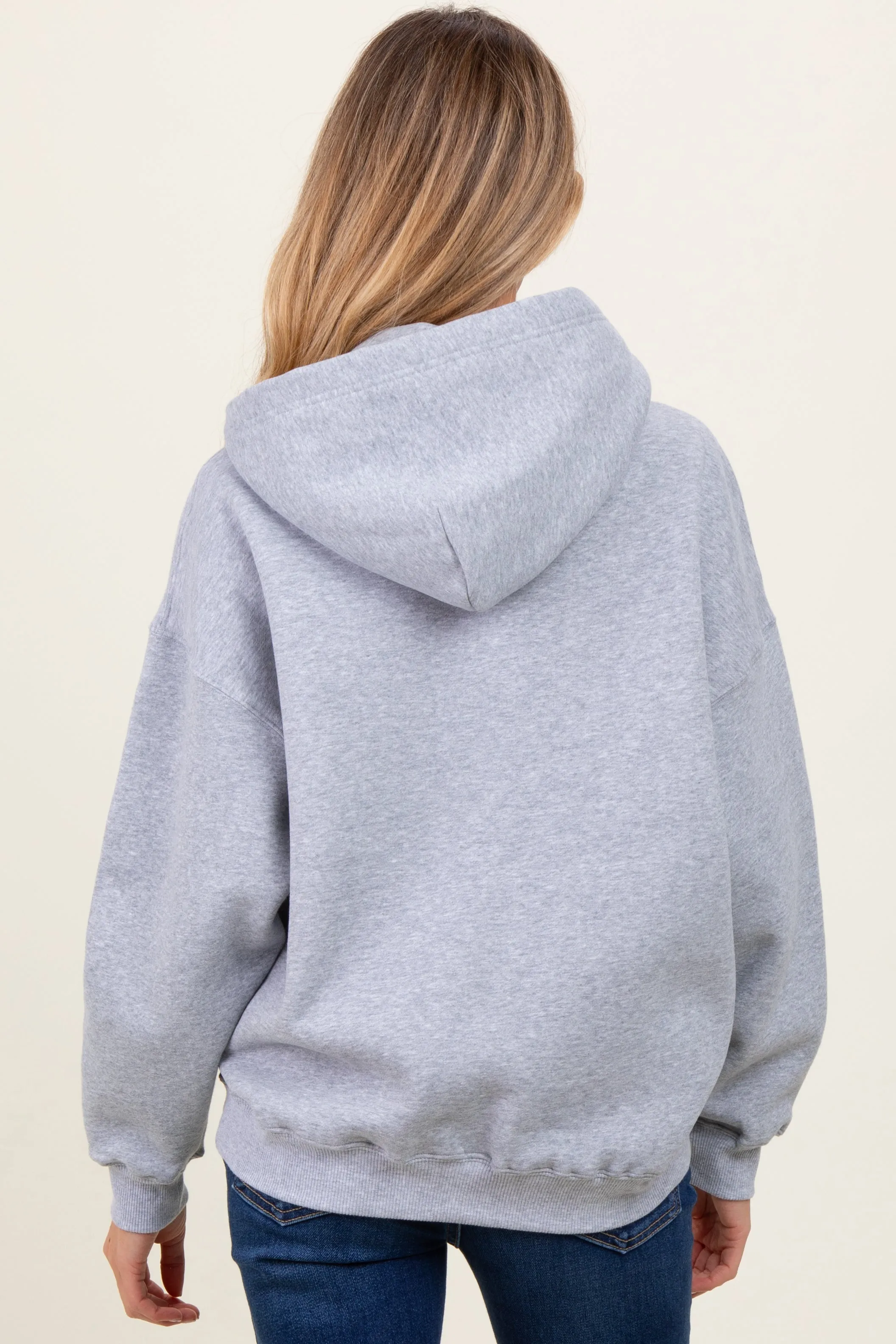 Heather Grey Fleece Oversized Pullover Maternity Hoodie sold by Pinkblush product image thumbnail 4