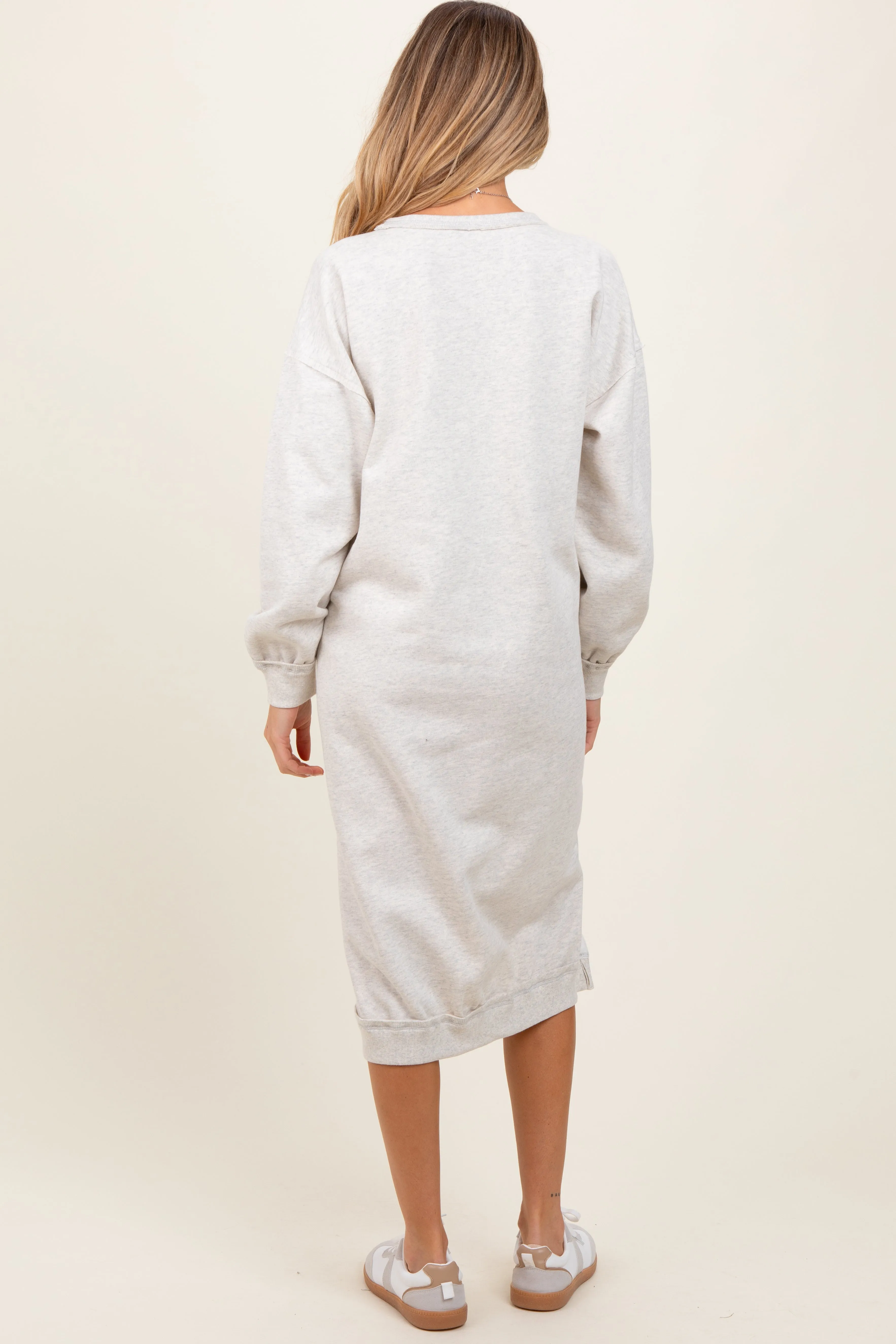 Heather Beige Maternity Sweatshirt Midi Dress sold by Pinkblush product image thumbnail 4