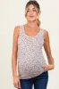 Beige Animal Print Ribbed Henley Sleeveless Maternity Top sold by Pinkblush