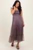 Mauve Mesh Overlay Smocked Maternity Midi Dress sold by Pinkblush