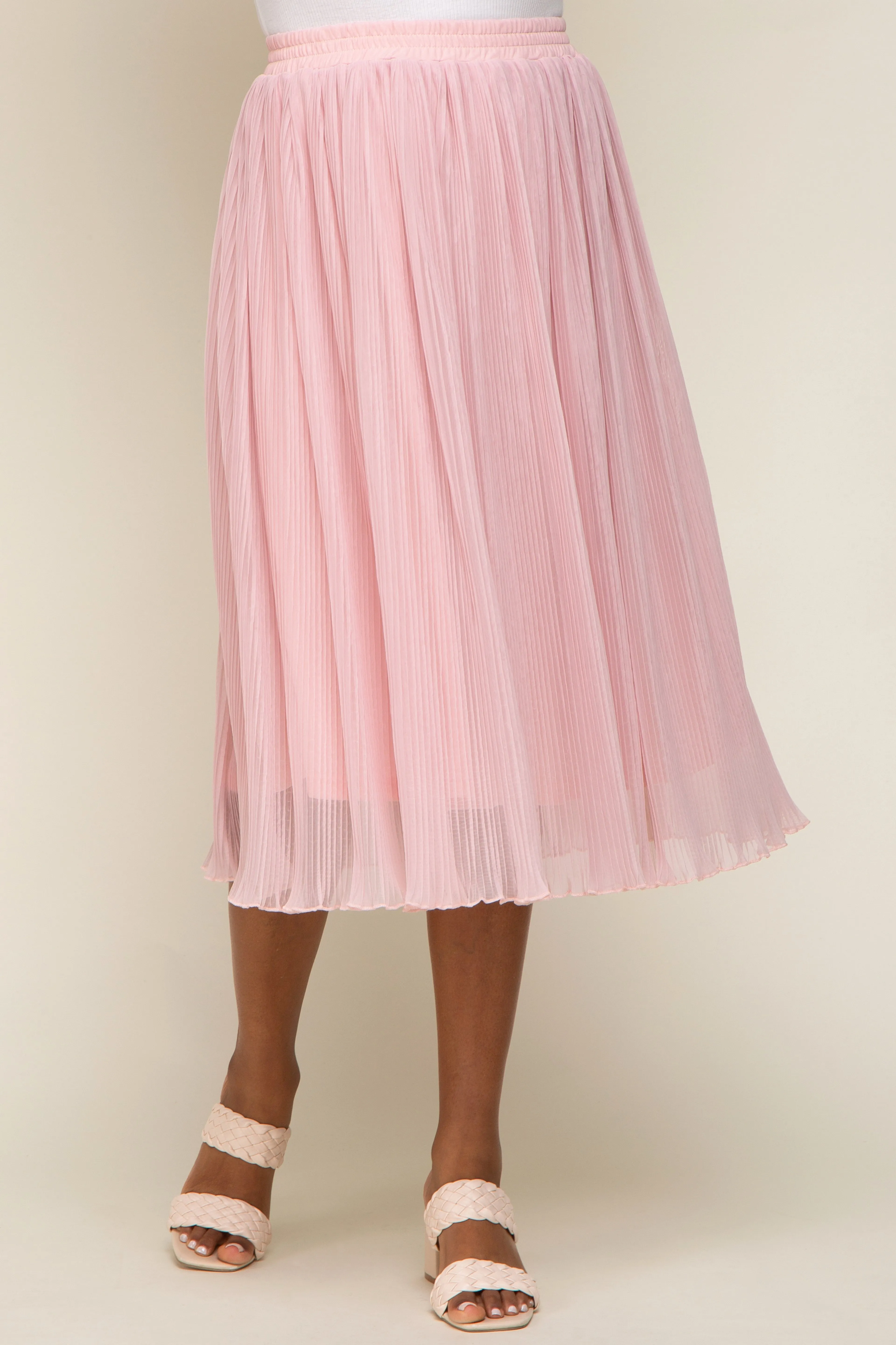 Pink Pleated Midi Skirt sold by Pinkblush product image thumbnail 2