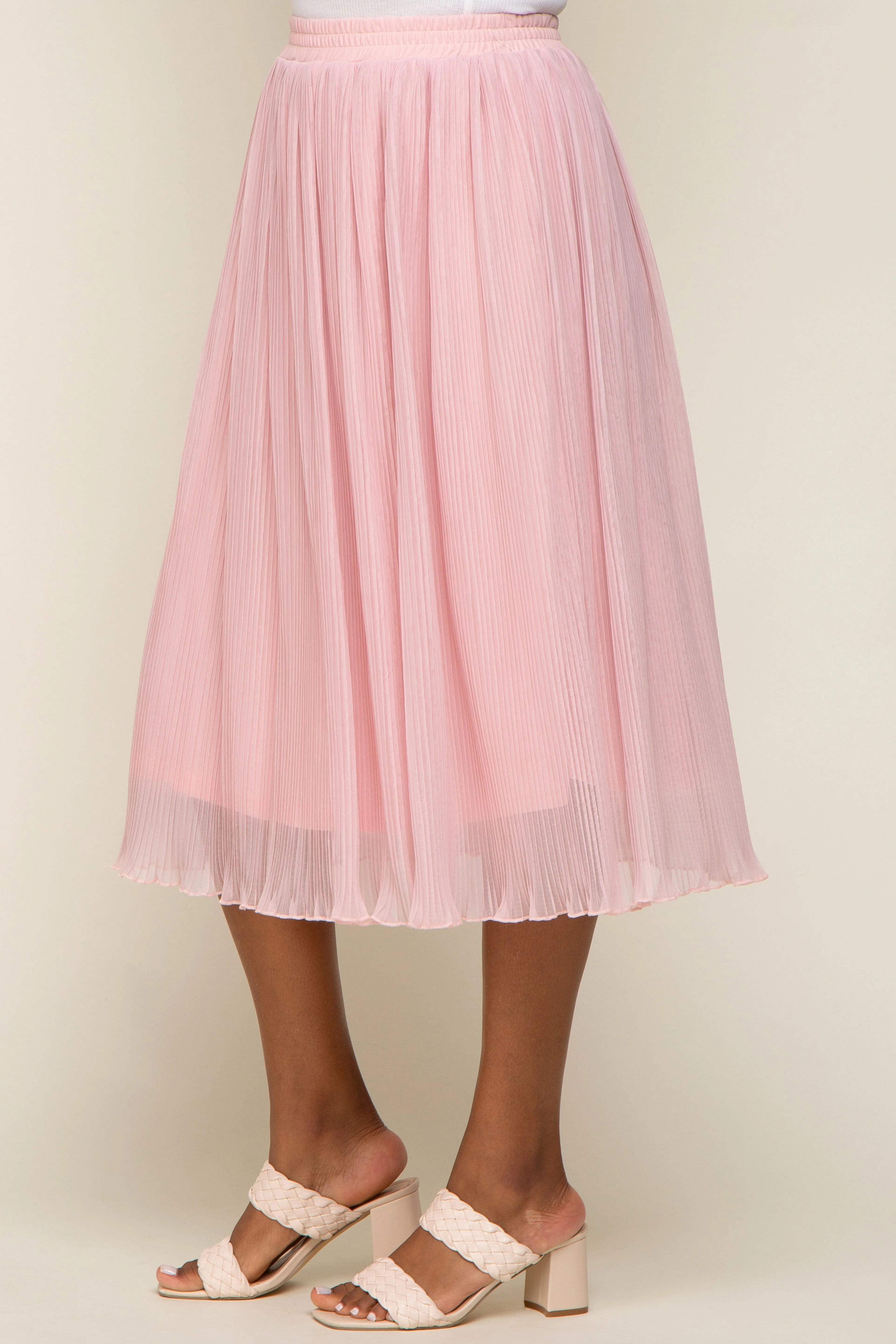Pink Pleated Midi Skirt sold by Pinkblush product image thumbnail 3