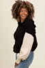 Black Colorblock Half Zip Hoodie sold by Pinkblush