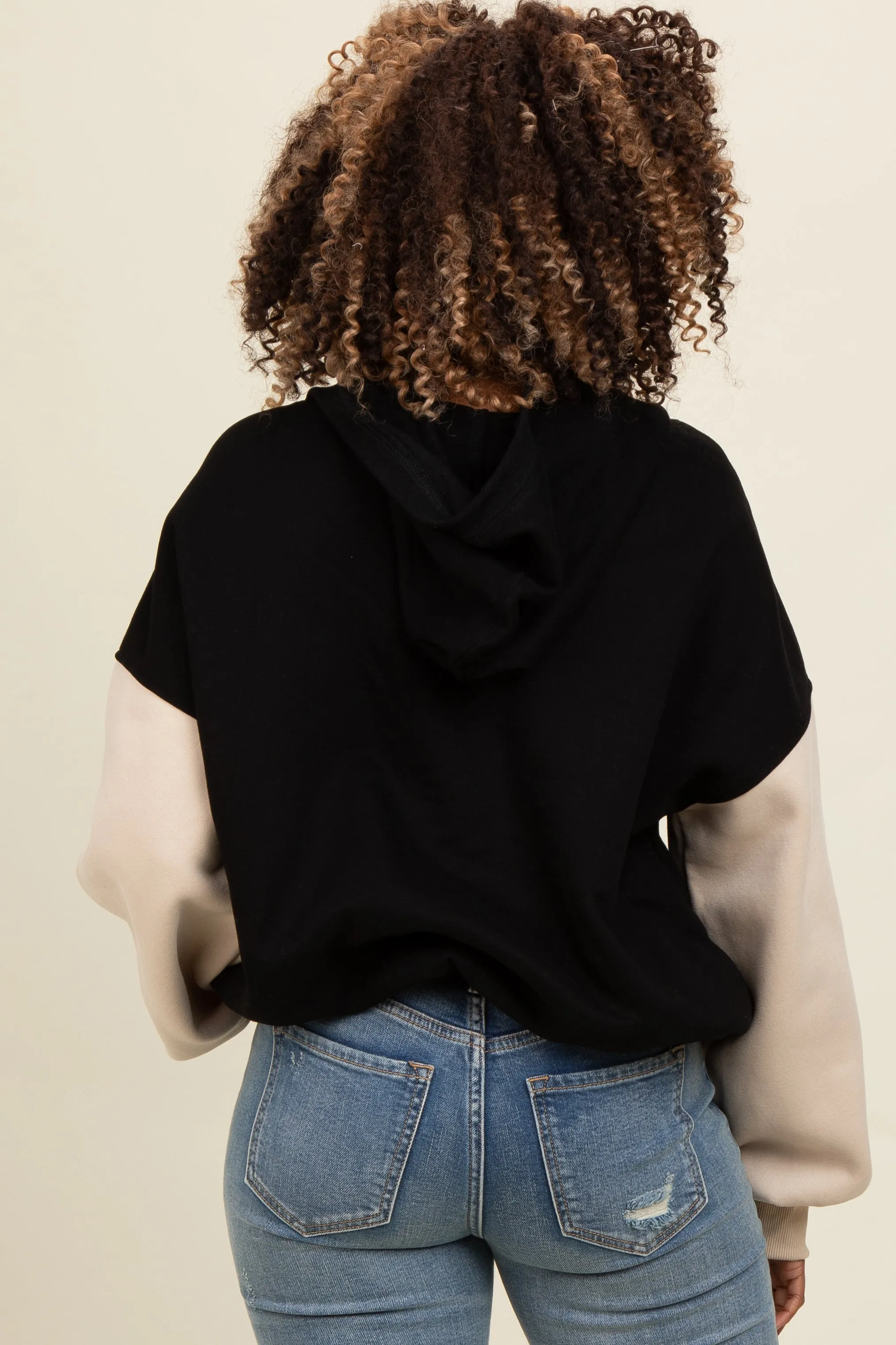 Black Colorblock Half Zip Hoodie sold by Pinkblush product image thumbnail 4