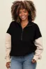 Black Colorblock Half Zip Hoodie sold by Pinkblush