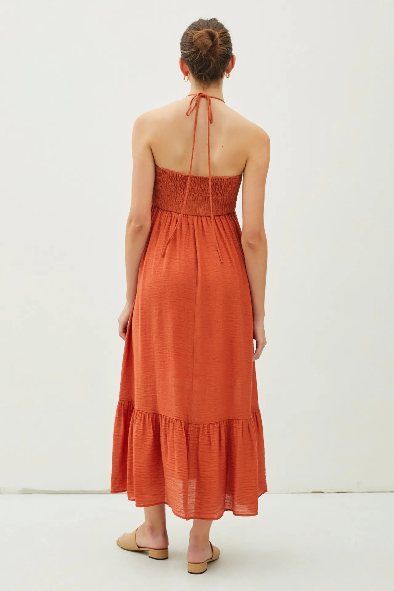 Rust Halter Midi Dress sold by Pinkblush product image thumbnail 3