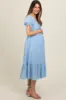 Light Blue Solid Sweet Heart Maternity Dress sold by Pinkblush