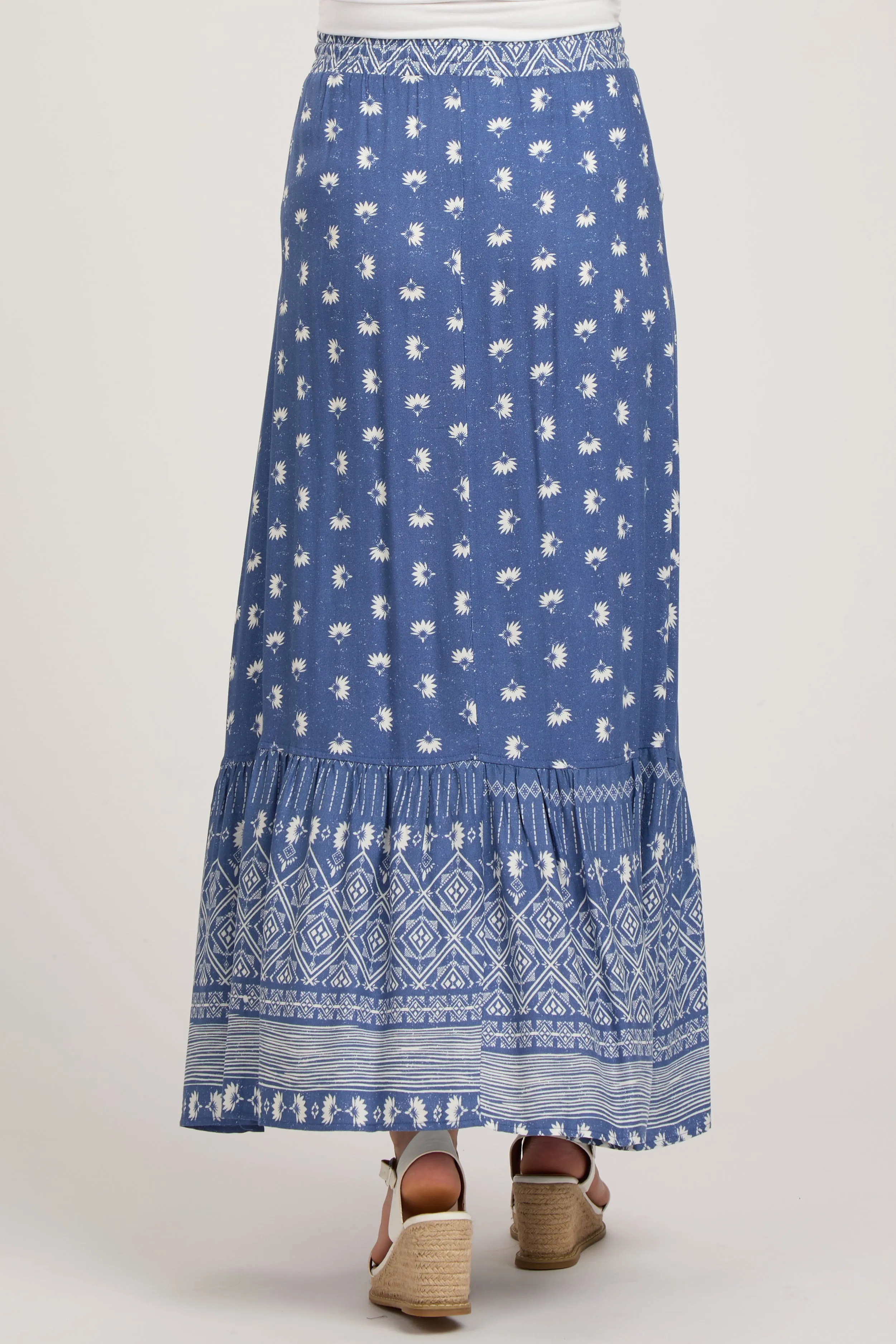 Blue Floral Button Front Maternity Maxi Skirt sold by Pinkblush product image thumbnail 5