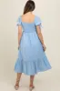 Light Blue Solid Sweet Heart Maternity Dress sold by Pinkblush