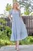 Light Blue Solid Sweet Heart Maternity Dress sold by Pinkblush