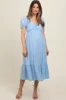 Light Blue Solid Sweet Heart Maternity Dress sold by Pinkblush