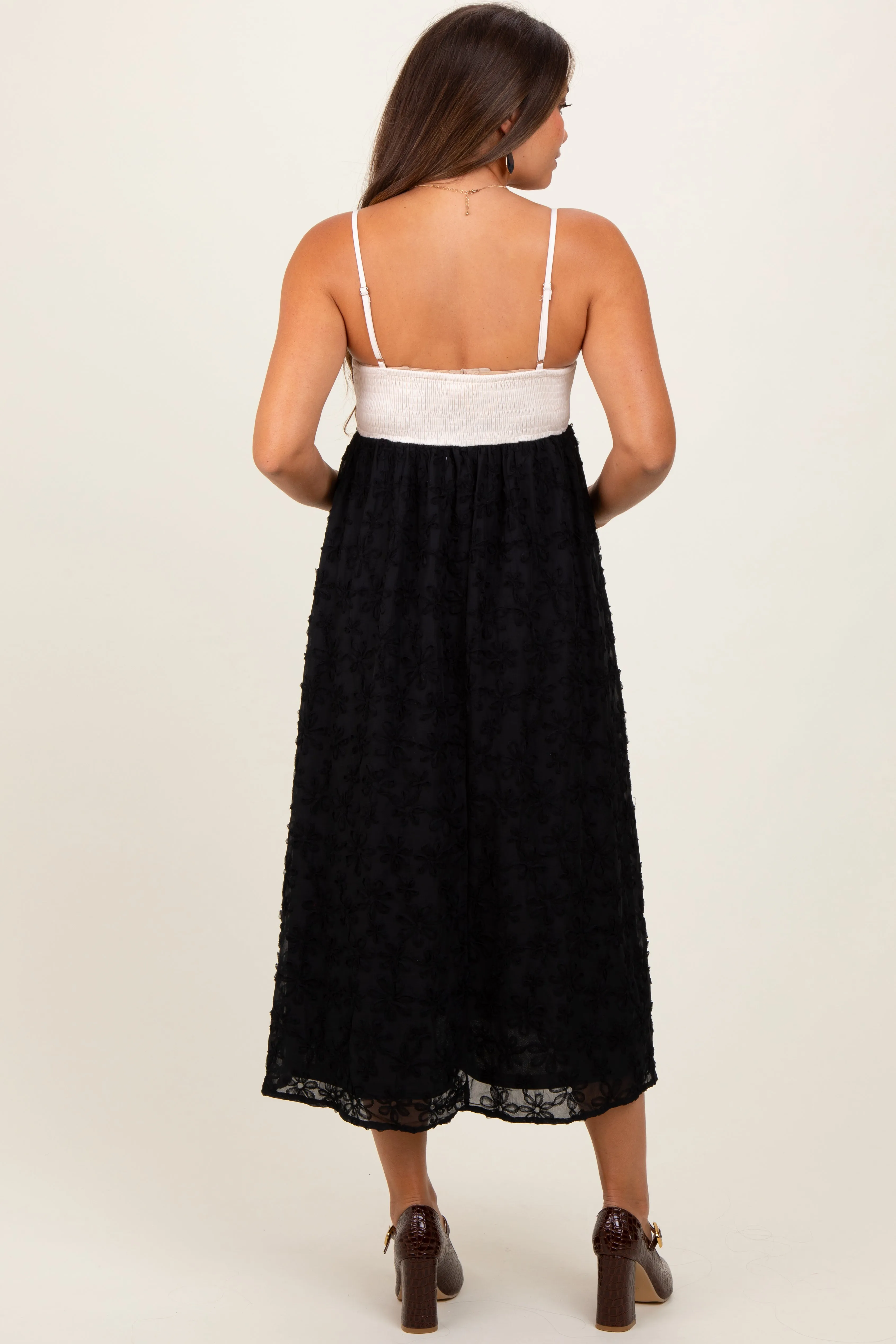 Black Colorblock Lace Maternity Maxi Dress sold by Pinkblush product image thumbnail 3