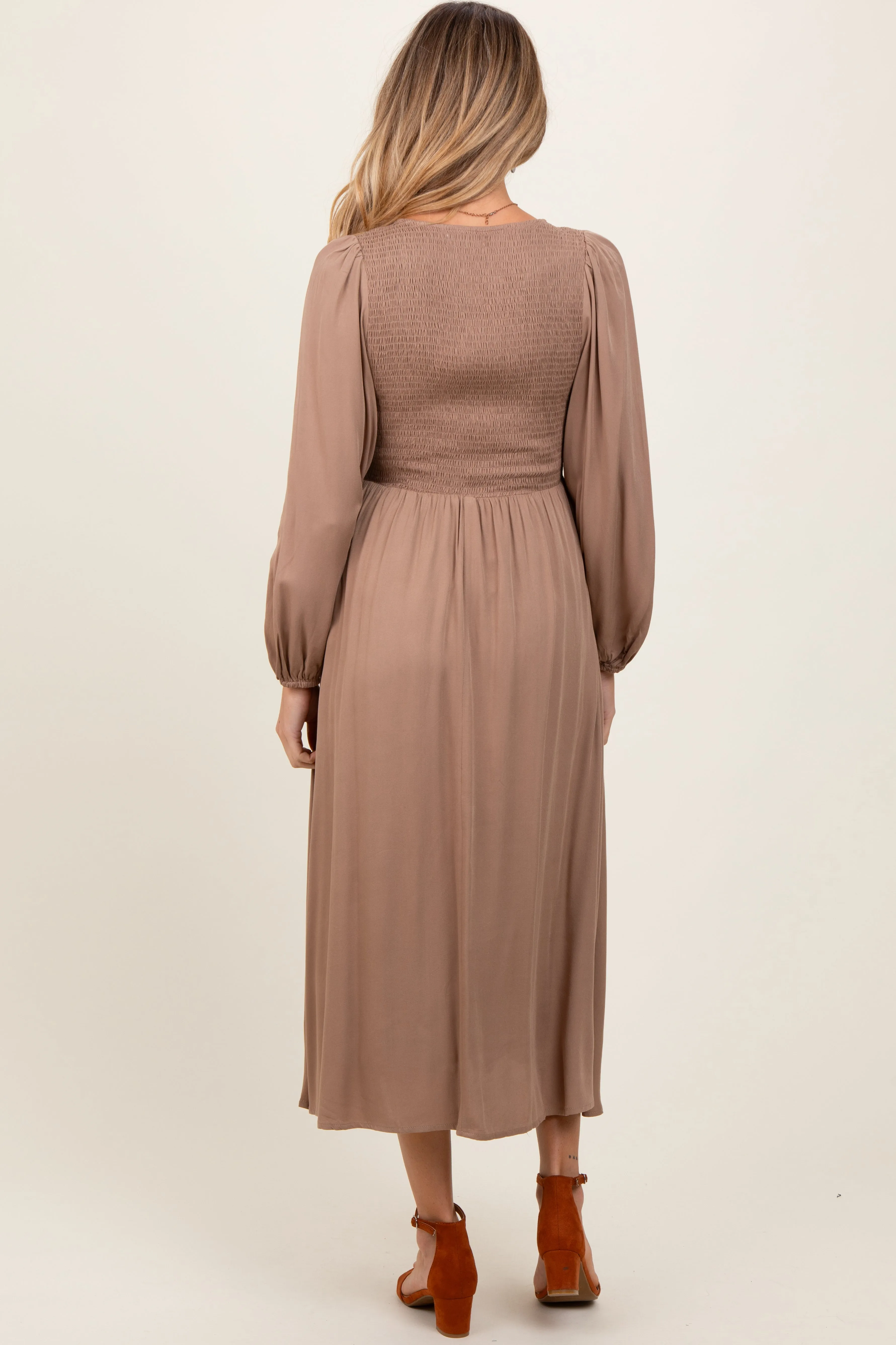 Mocha Contrast Knit Bodice Maternity Maxi Dress sold by Pinkblush product image thumbnail 2