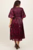 Burgundy Satin Floral Smocked Maternity Midi Dress sold by Pinkblush