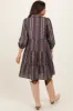 Brown Floral Striped Button Down Maternity Midi Dress sold by Pinkblush