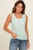 Mint Green Floral Ribbed Henley Tank Top sold by Pinkblush
