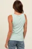 Mint Green Floral Ribbed Henley Tank Top sold by Pinkblush