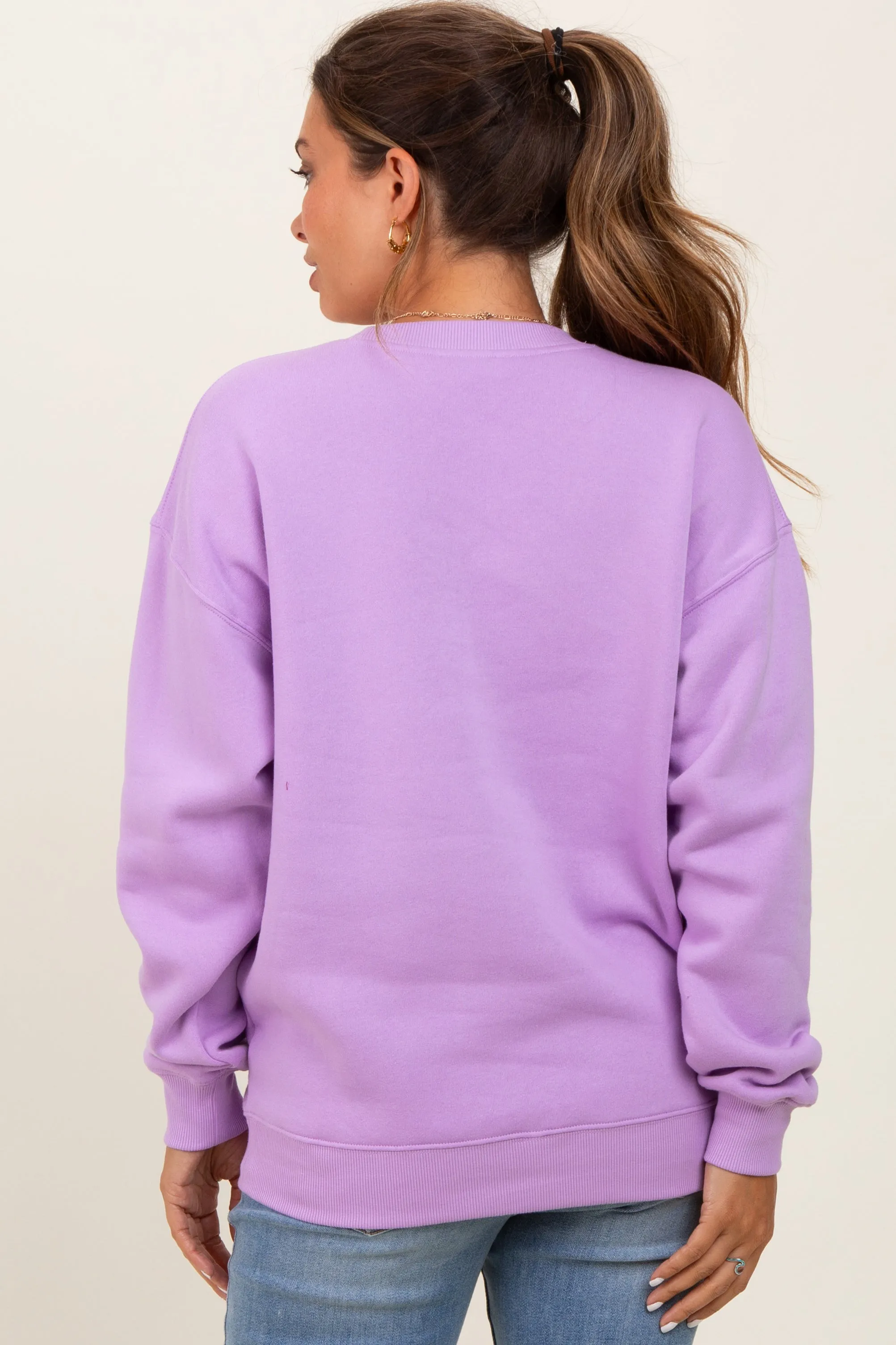 Lavender Fleece Crew Neck Relaxed Fit Maternity Sweatshirt sold by Pinkblush product image thumbnail 4