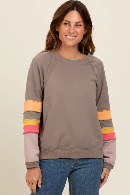 Mocha Colorblock Sleeve Pullover sold by Pinkblush