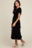 Black Smocked Dotted Tulle Overlay Midi Dress sold by Pinkblush