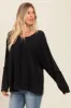 Charcoal Mixed Knit Raw Hem Pullover Top sold by Pinkblush
