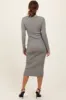 Charcoal Knit Contrast Stripe Button Down Dress sold by Pinkblush