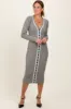 Charcoal Knit Contrast Stripe Button Down Dress sold by Pinkblush