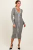 Charcoal Knit Contrast Stripe Button Down Dress sold by Pinkblush