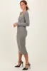 Charcoal Knit Contrast Stripe Button Down Dress sold by Pinkblush