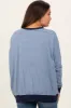 Blue Striped Oversized Crewneck Maternity Pullover sold by Pinkblush
